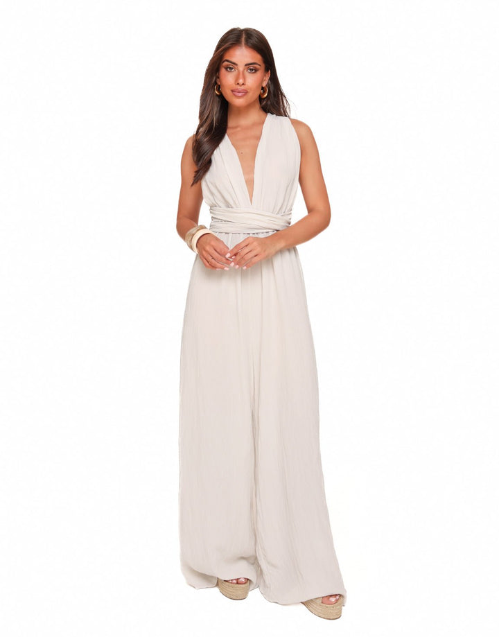 Beige Halter Lurex - Jumpsuit