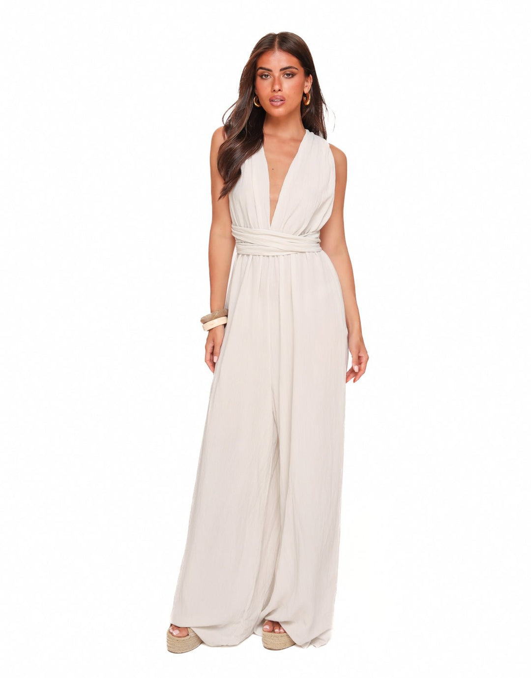 Beige Halter Lurex - Jumpsuit