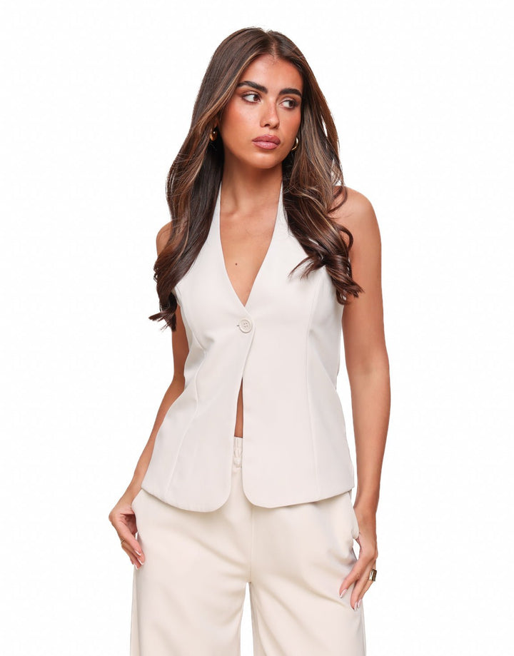 Beige Low Halter - Gilet