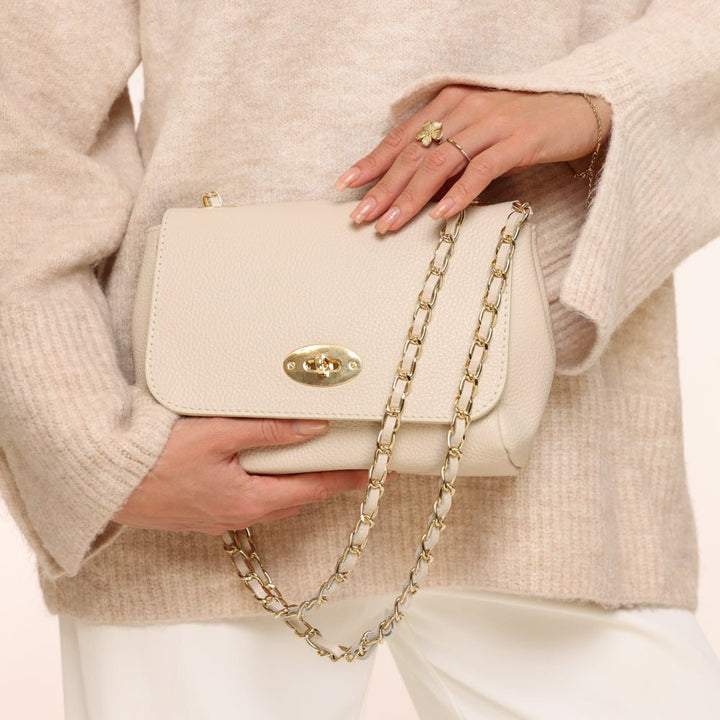 Beige Leather Crossbody - Bag