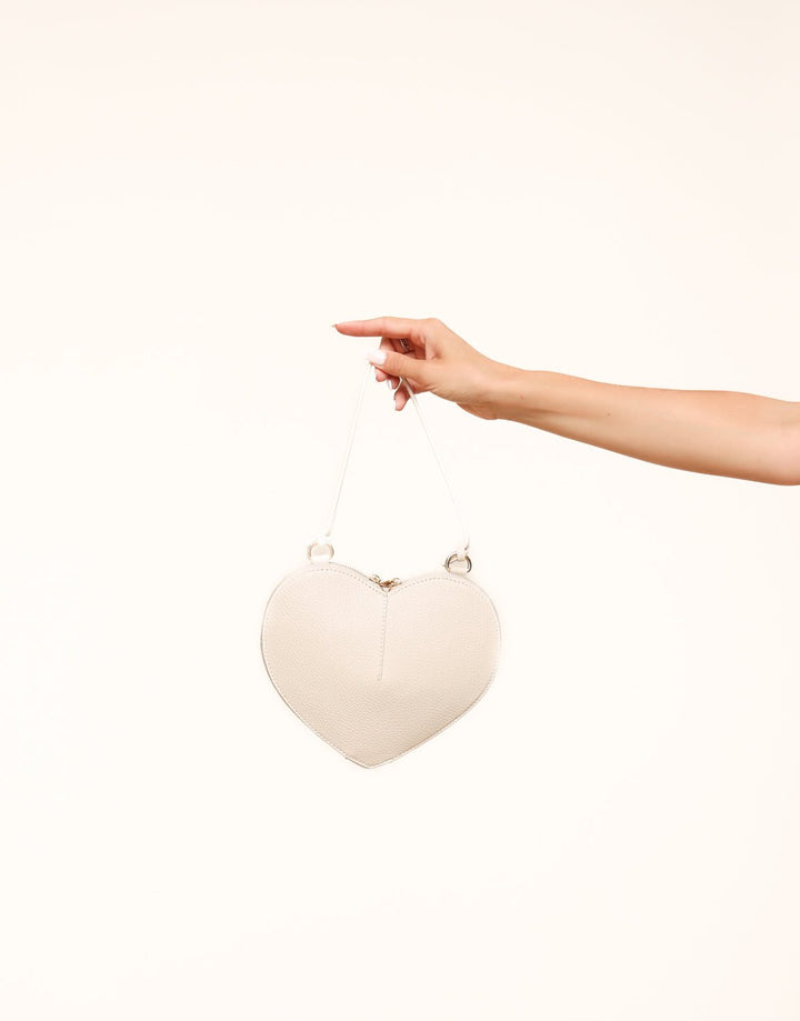 Beige Leather Heart - Bag