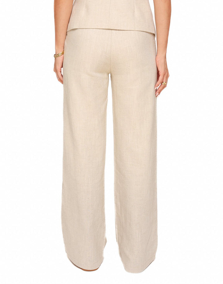 Beige Wide Linen - Pantalon