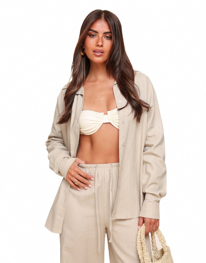 Beige Linen Oversized - Blouse