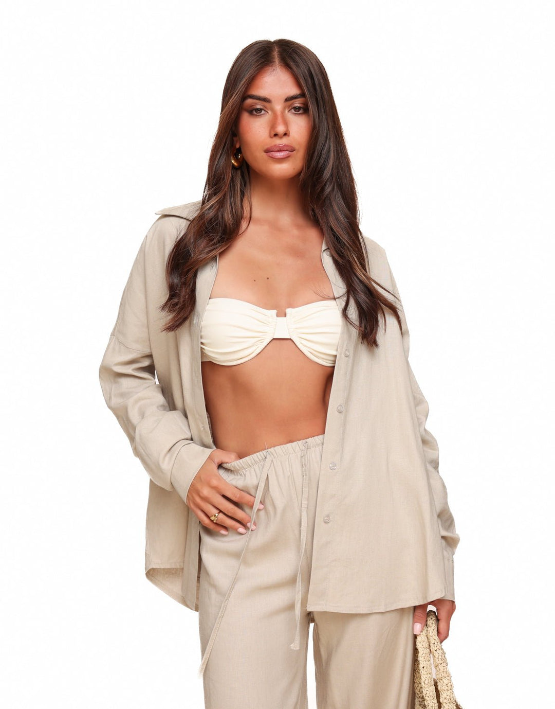 Beige Linen Oversized - Blouse