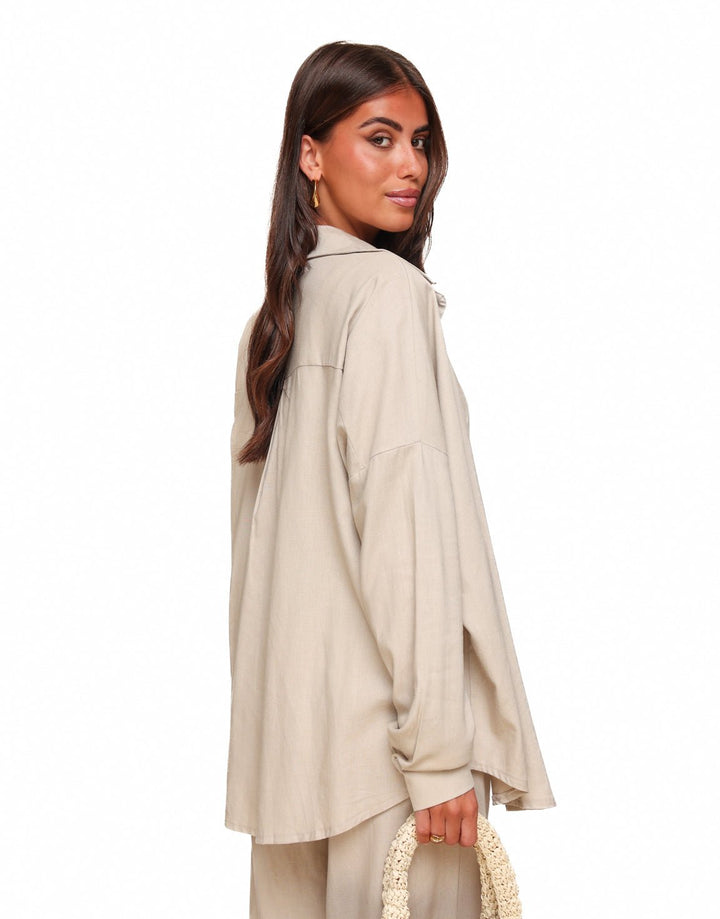 Beige Linen Oversized - Blouse
