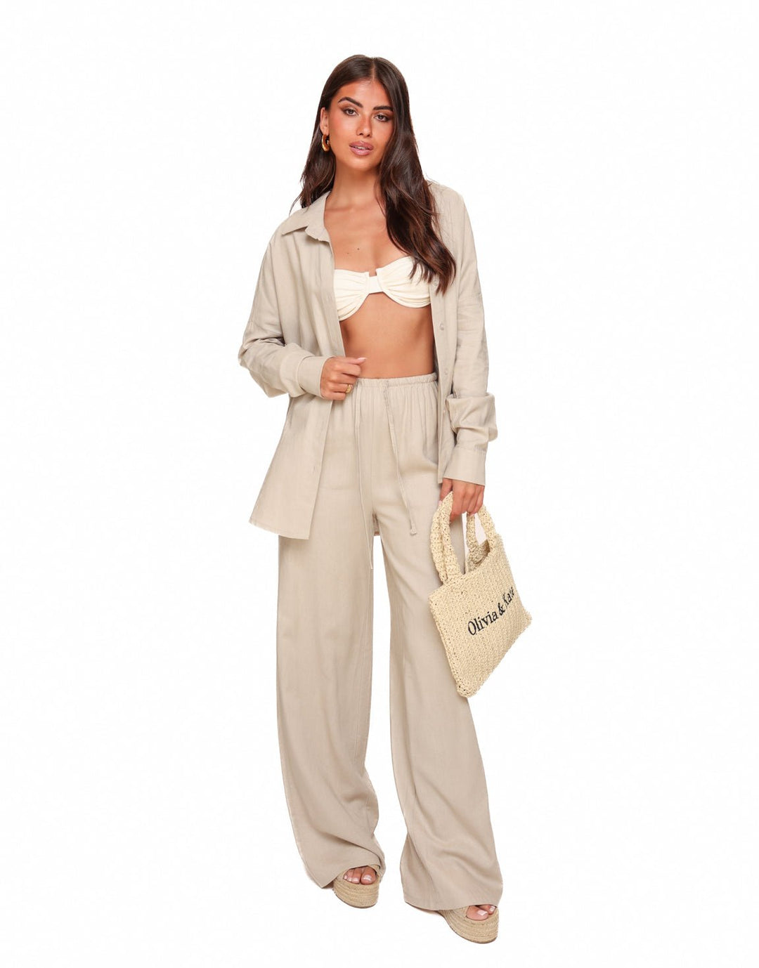 Beige Linen Oversized - Blouse