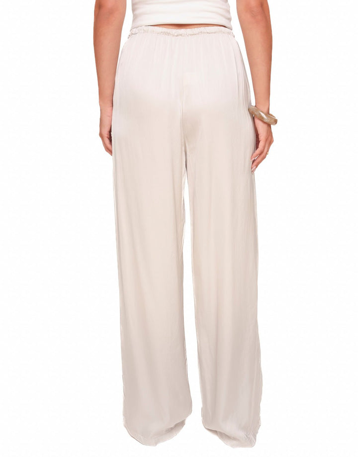 Beige Straight Satin - Trousers