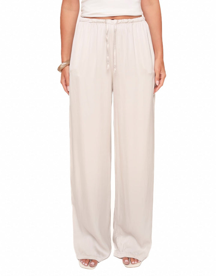 Beige Straight Satin - Trousers