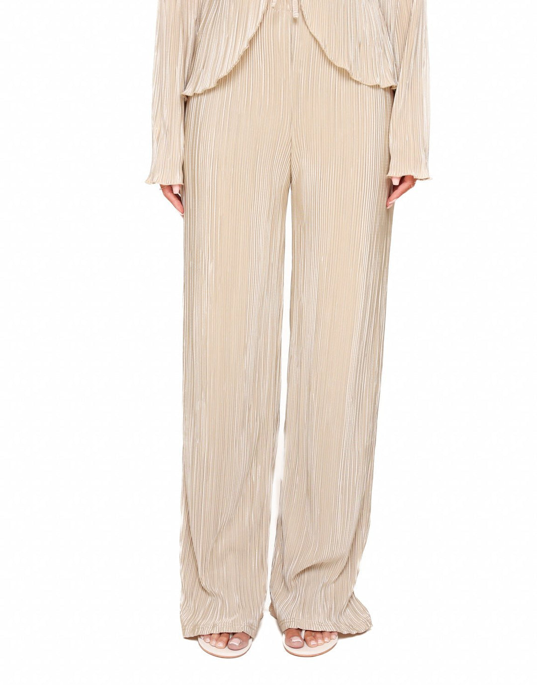 Beige Plisse Loose-fitting - Trousers