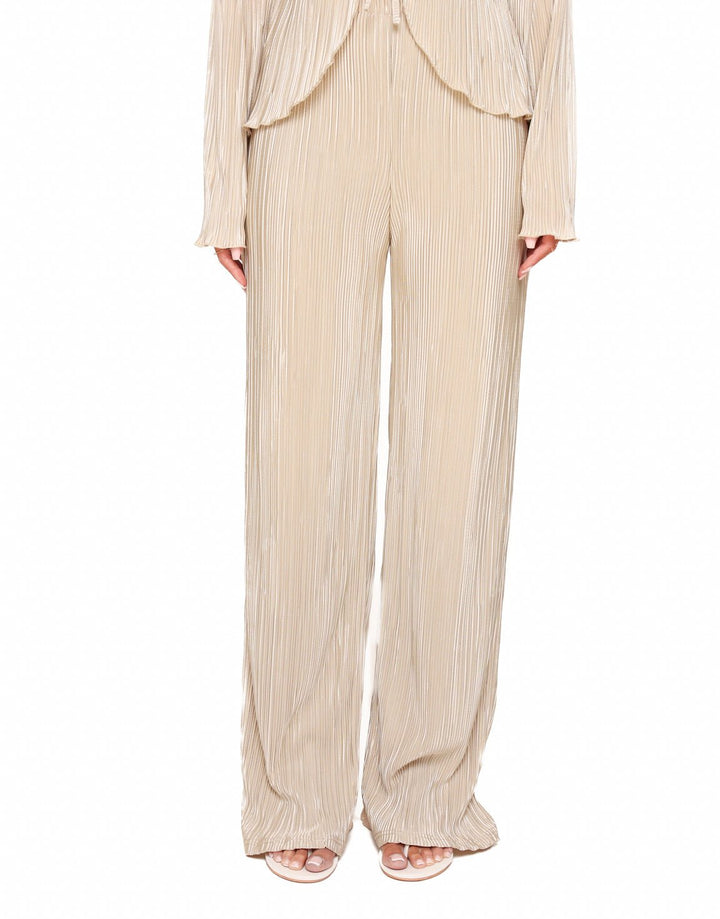 Beige Plisse Loose-fitting - Trousers