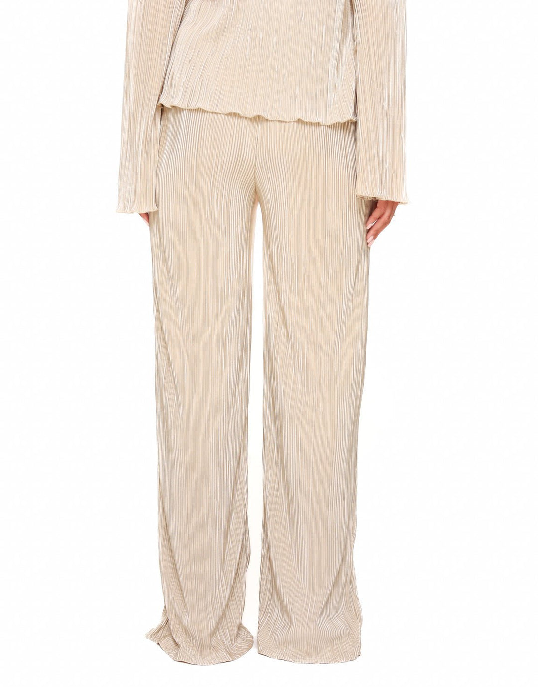 Beige Plisse Loose-fitting - Trousers