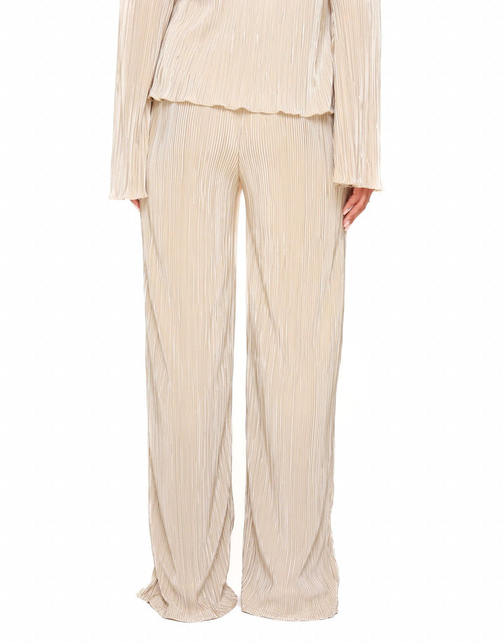 Beige Plisse Loose-fitting - Trousers