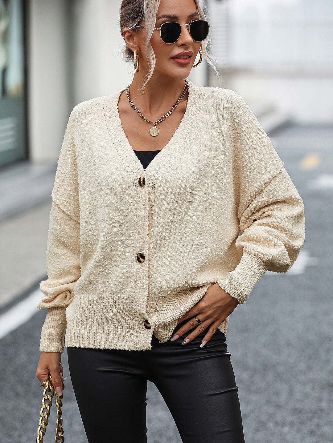 Beige Shadow Lane Knit Cardigan