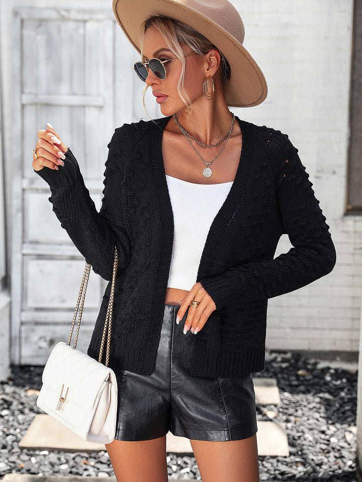 Black Stonehaven Textured Knit Cardigan
