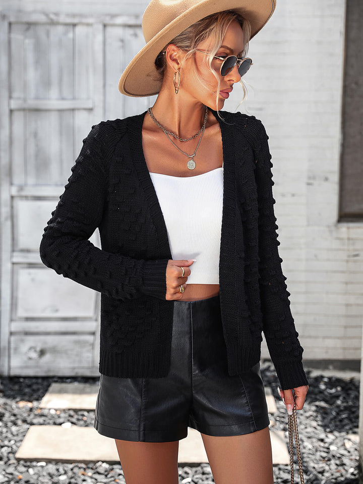 Black Stonehaven Textured Knit Cardigan