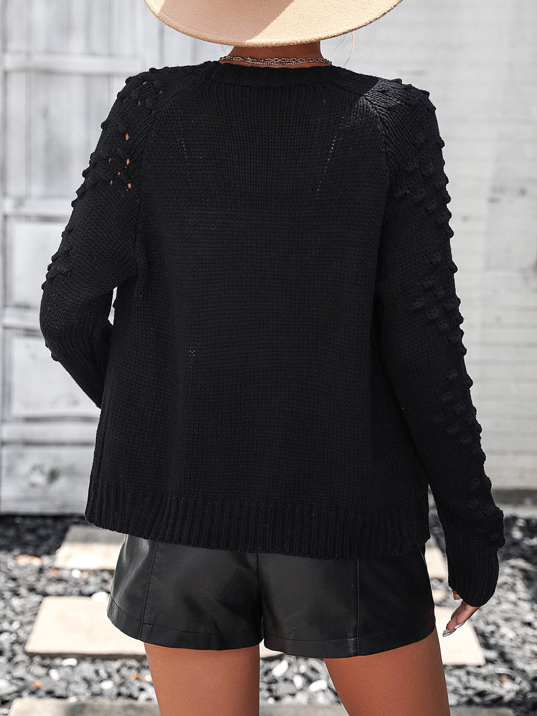 Black Stonehaven Textured Knit Cardigan