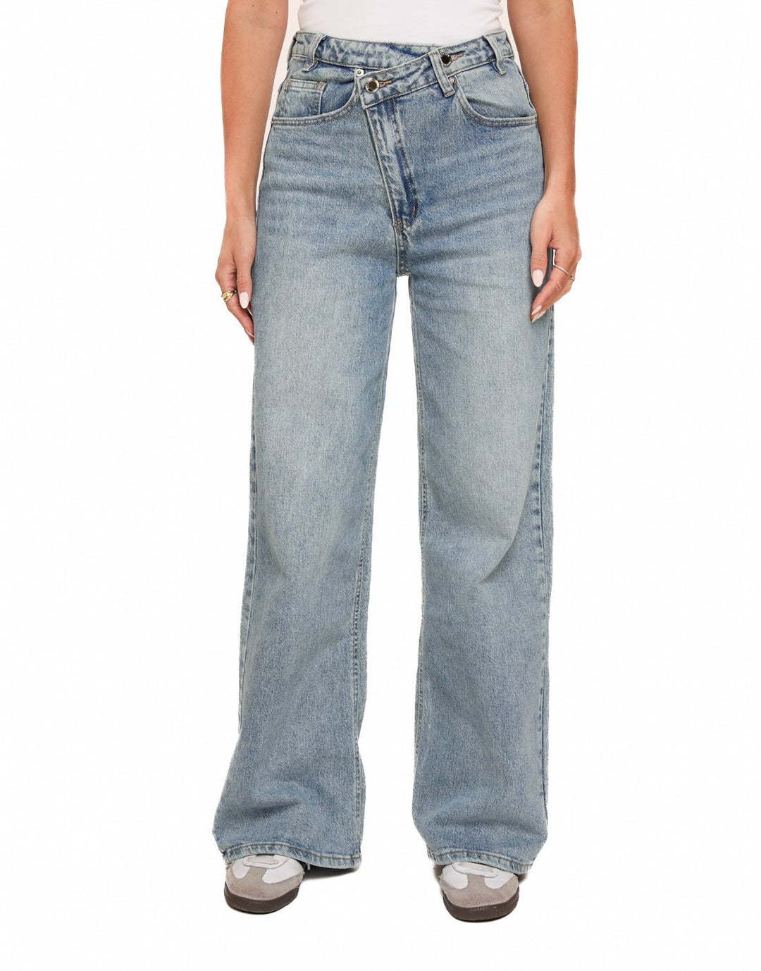 Blue Denim Diagonal Buttons - Jeans