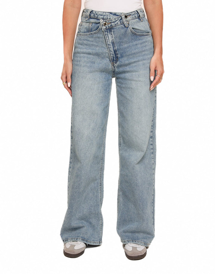 Blue Denim Diagonal Buttons - Jeans