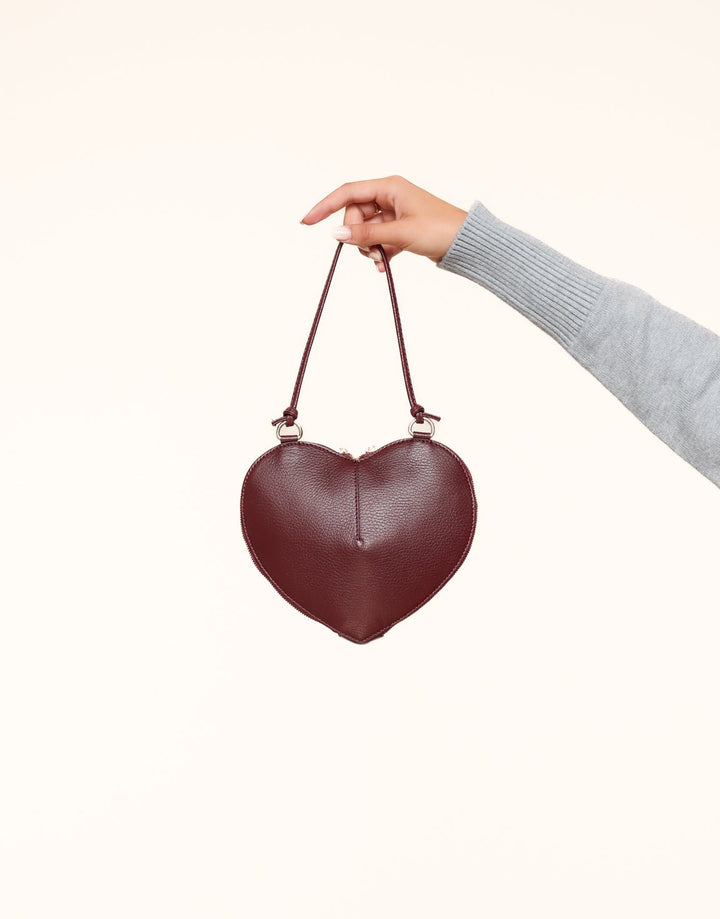 Bordeaux Leather Heart - Bag