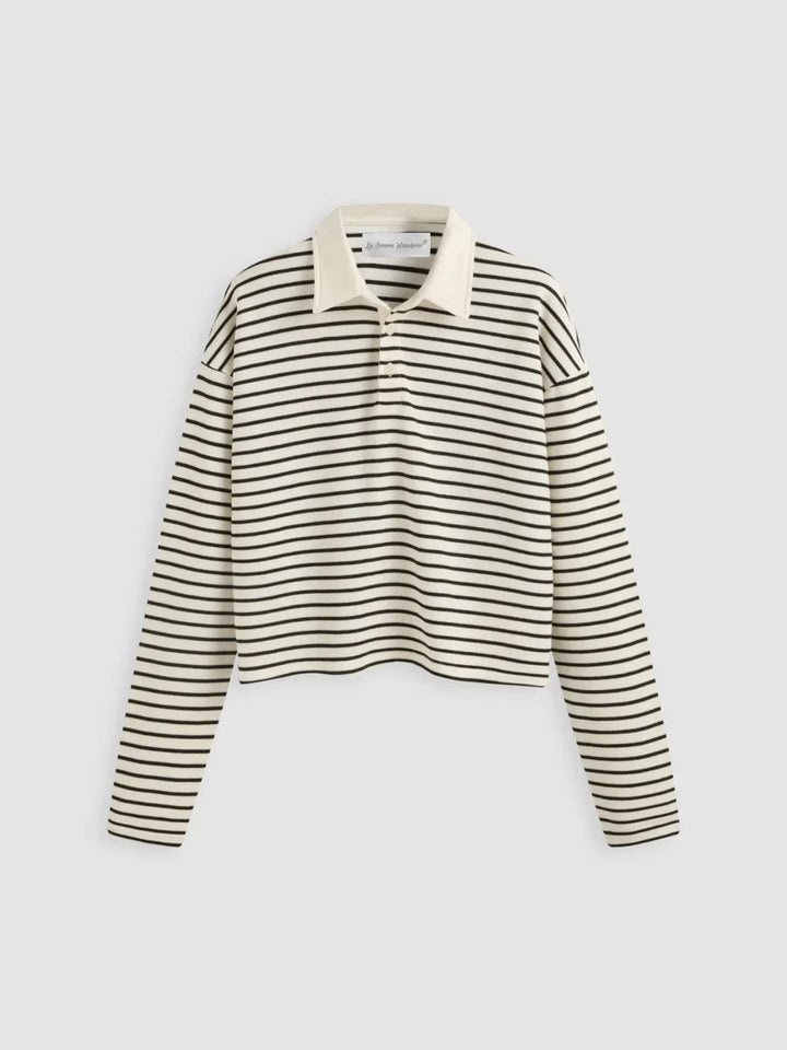 Sophisticated Stripe Breton Collared Pullover