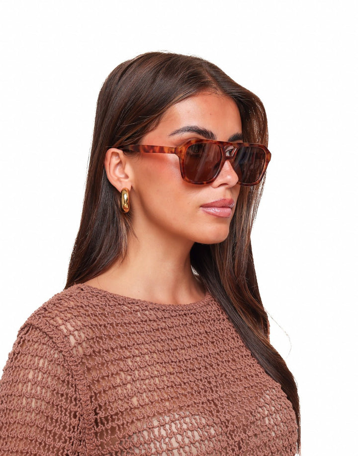 Brown Leopard Print Aviator - Sunglasses