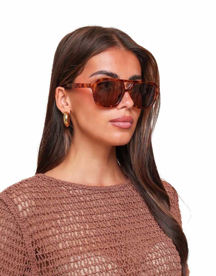 Brown Leopard Print Aviator - Sunglasses