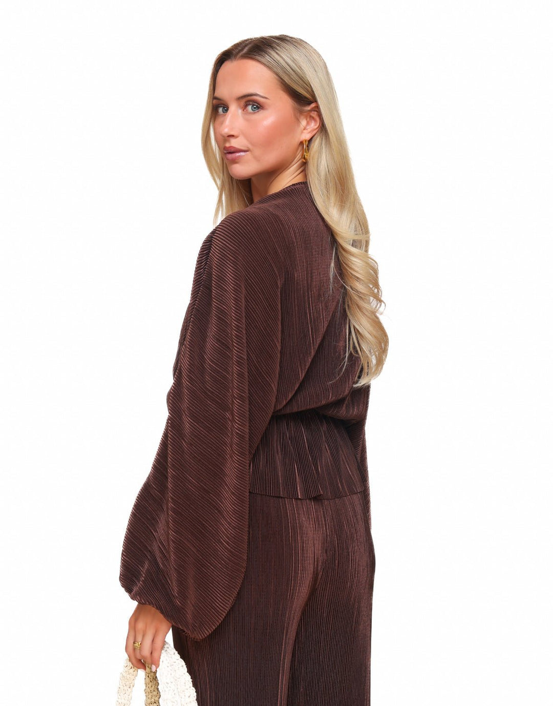 Bruine Plisse V-hals - Top