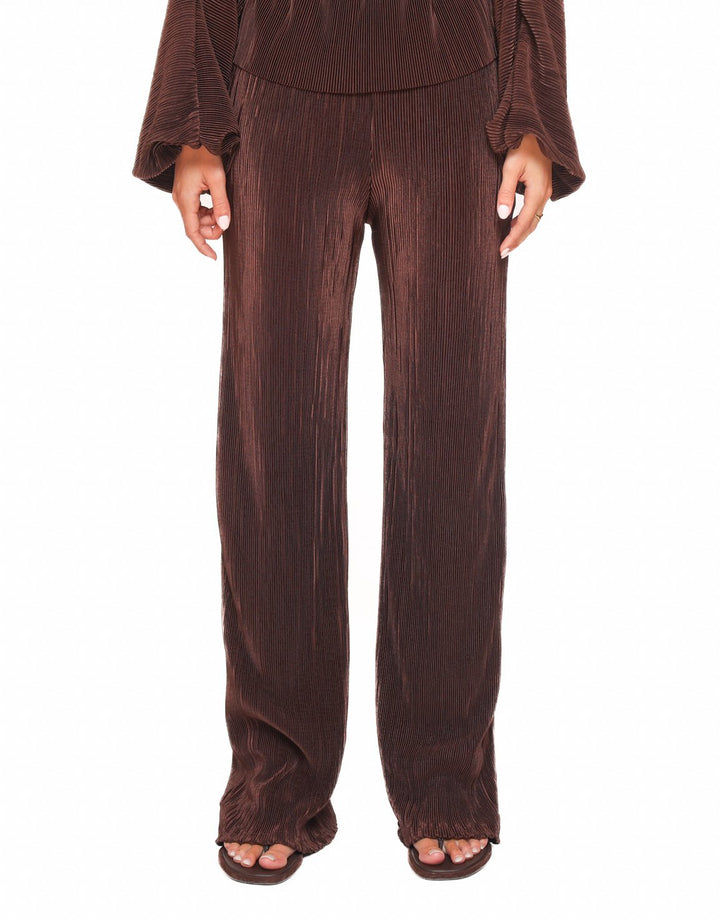 Brown Plisse Loose-fitting - Pants