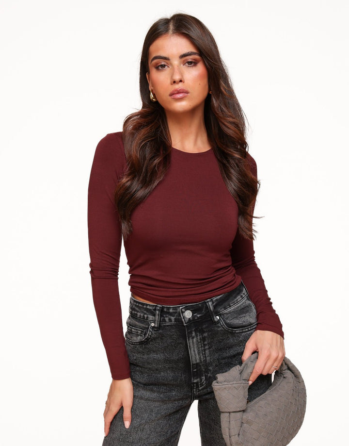 Burgundy Basic LS - Top