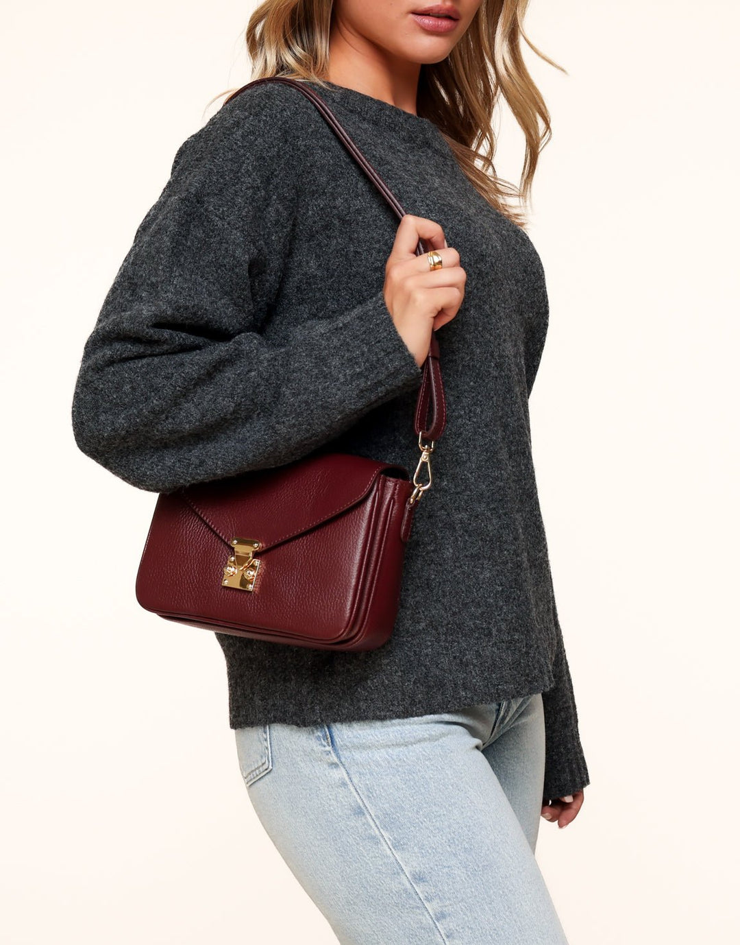Burgundy Classic Leather Bag