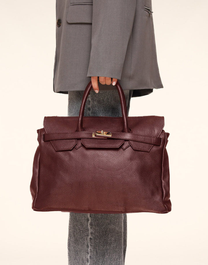 Burgundy Large Gold Details - Bag
