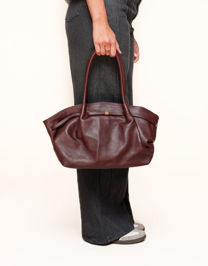 Burgundy  Large Leather Shopper - Bag
