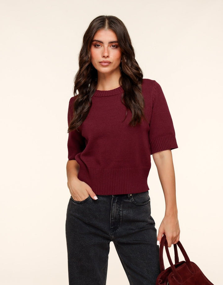 Burgundy Loose SS - Sweater