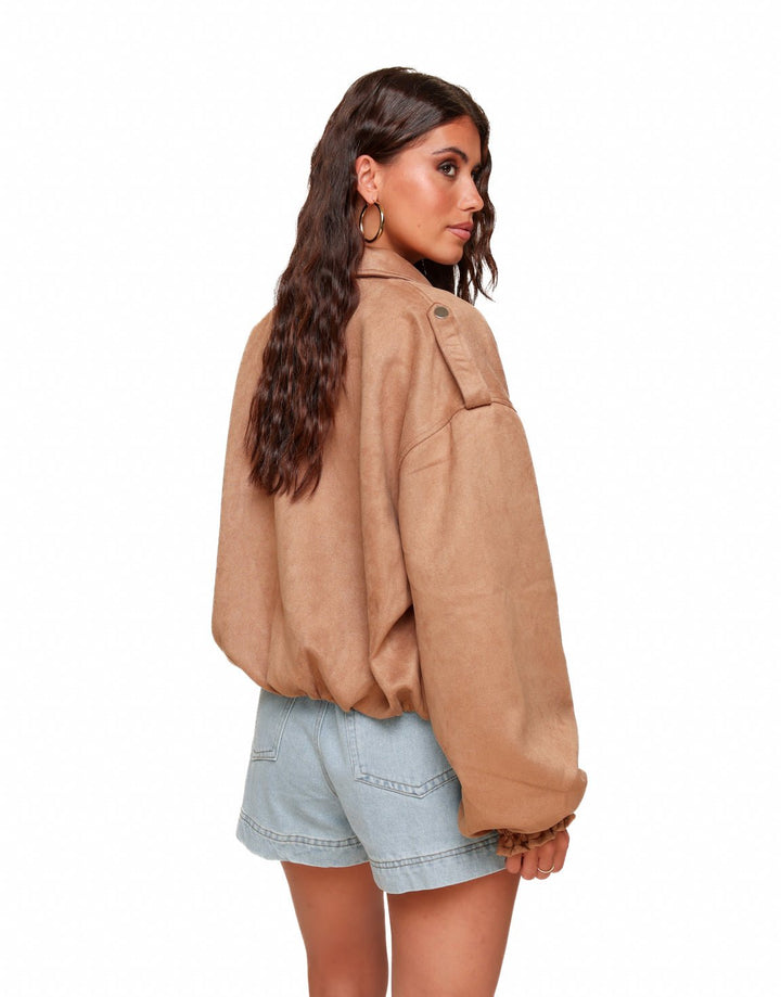 Camel Suede Bomber - Jacket