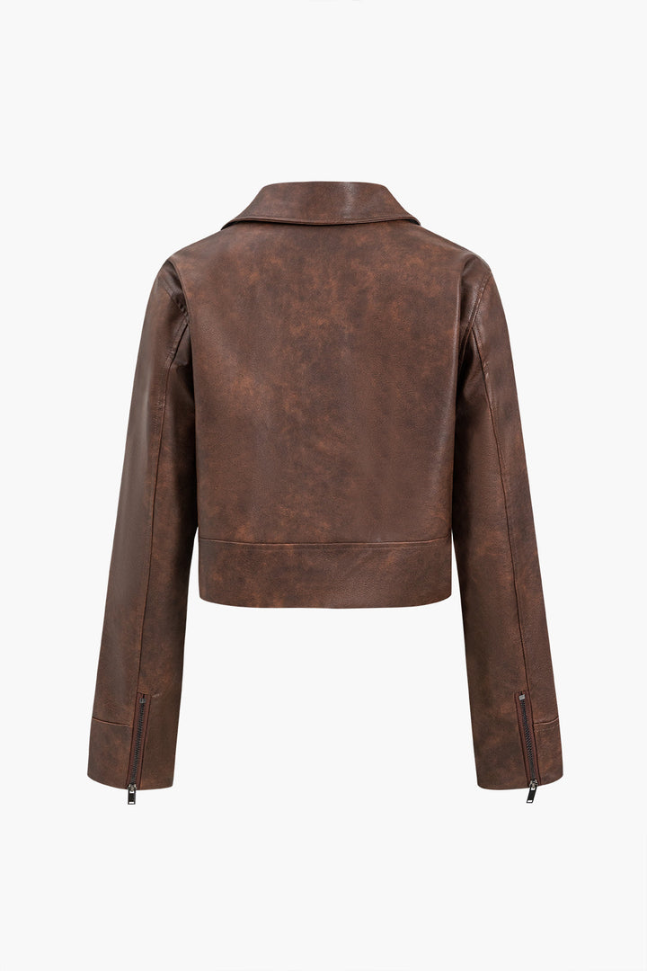 Ridgewood Vintage Faux Leather Zip Jacket And Skirt