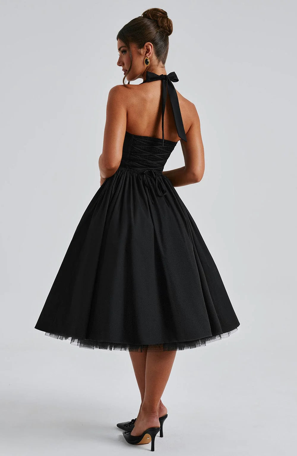 Monet - Lace-up Corset Midi Dress