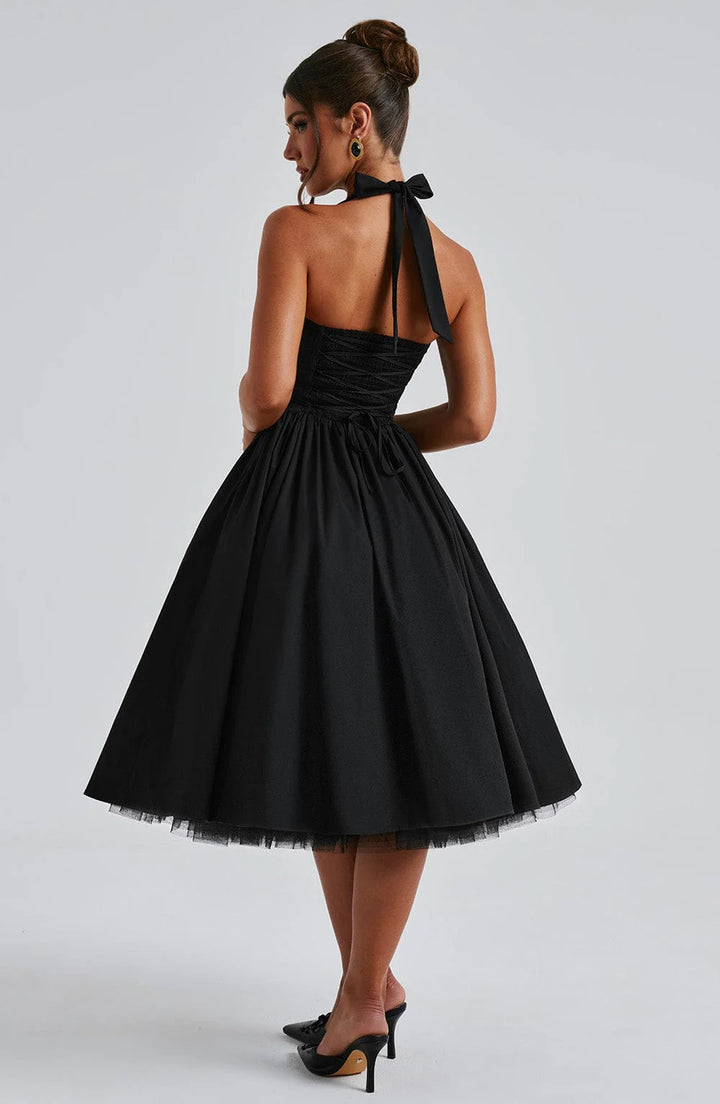 Monet - Lace-up Corset Midi Dress