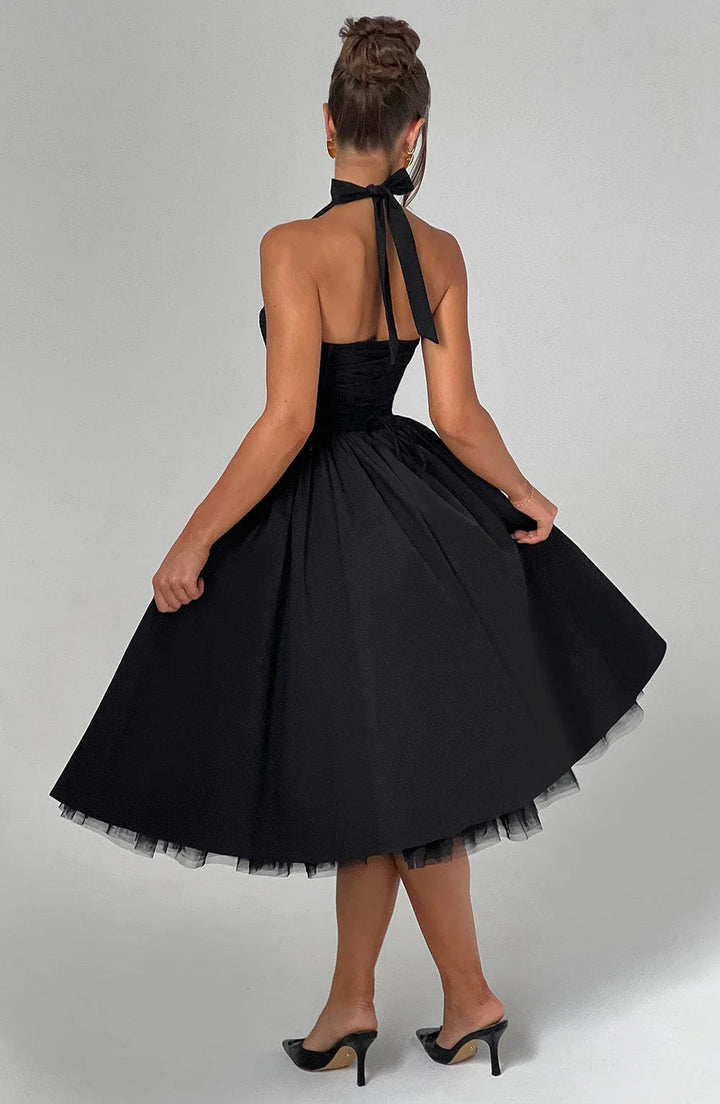 Monet - Lace-up Corset Midi Dress