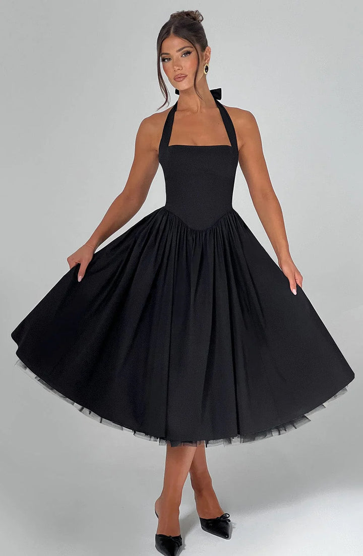 Monet - Lace-up Corset Midi Dress
