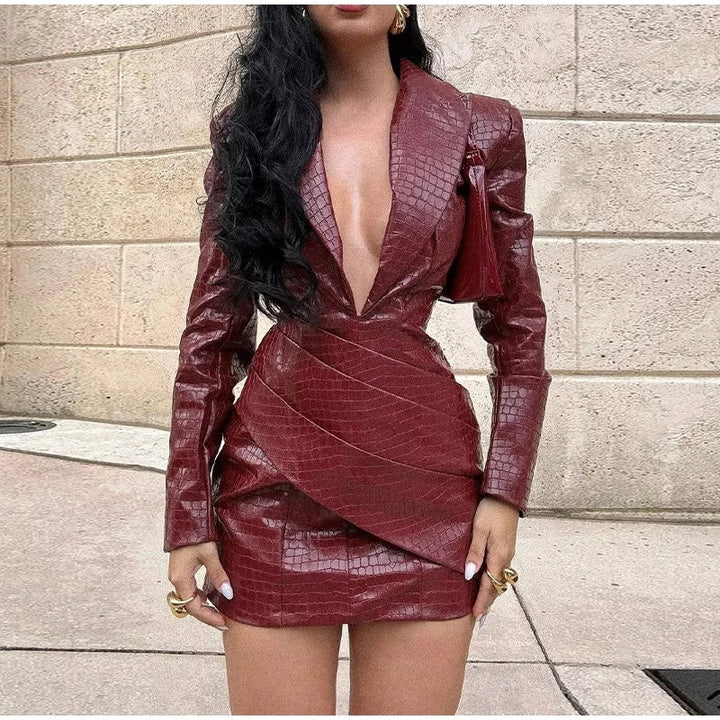 Vesper Croc-Embossed Blazer Mini Dress
