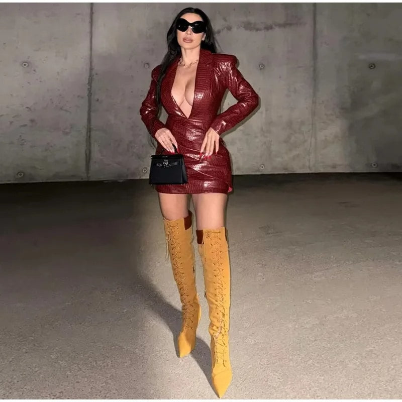 Vesper Croc-Embossed Blazer Mini Dress