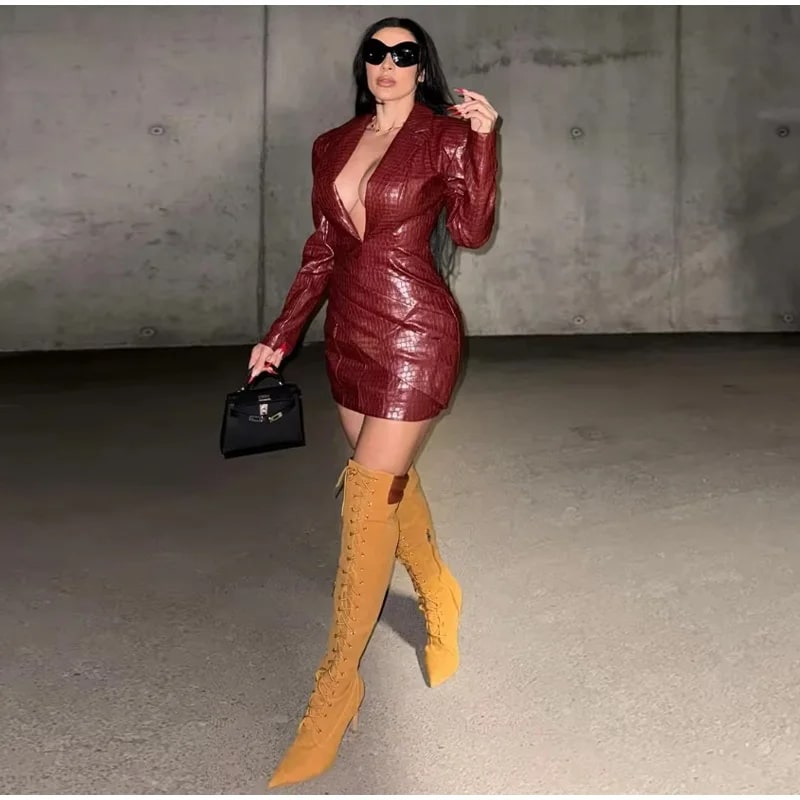 Vesper Croc-Embossed Blazer Mini Dress