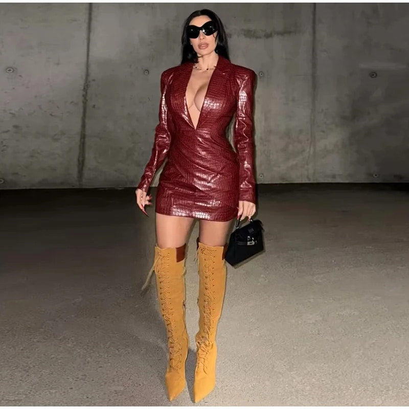 Vesper Croc-Embossed Blazer Mini Dress