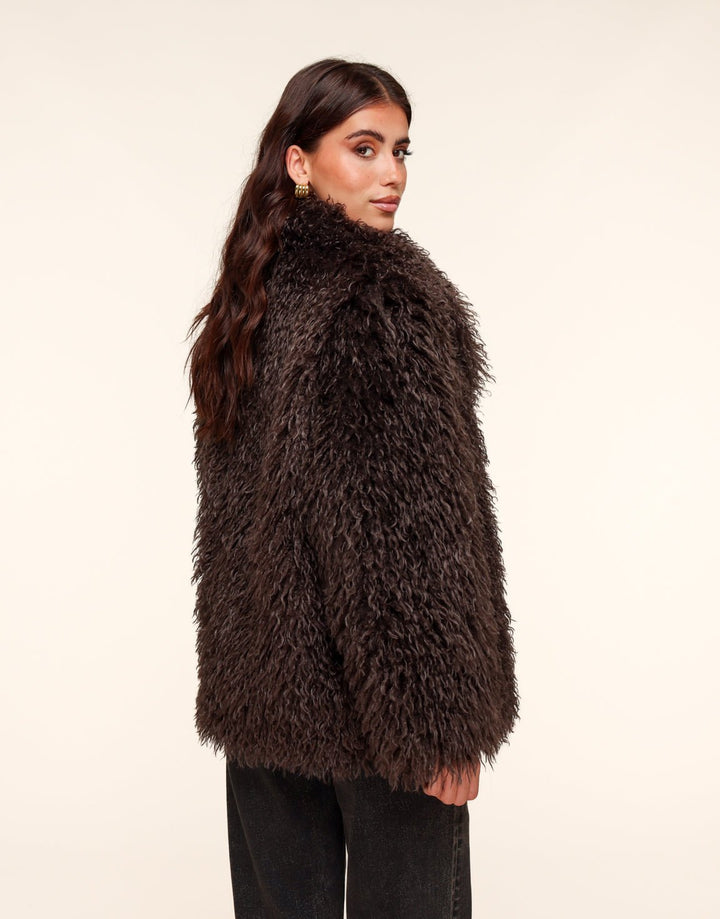 Dark Brown Fluffy Fur - Coat