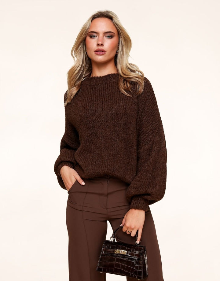 Dark Brown Wool Knitted - Sweater