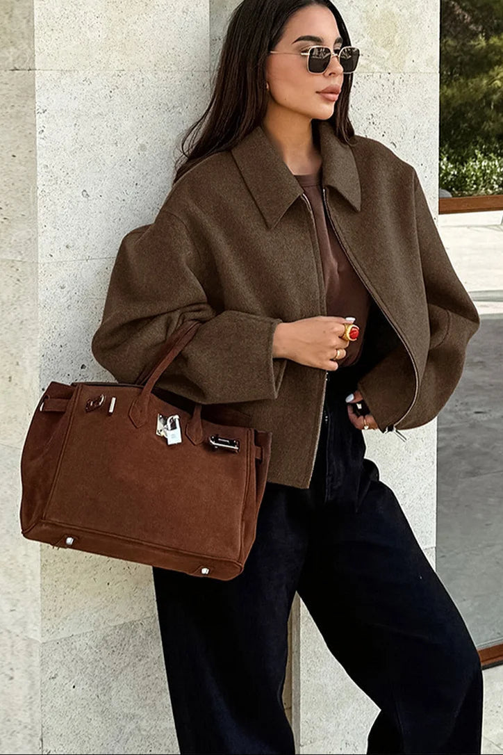 Harper Cropped Wool Blend Jacket