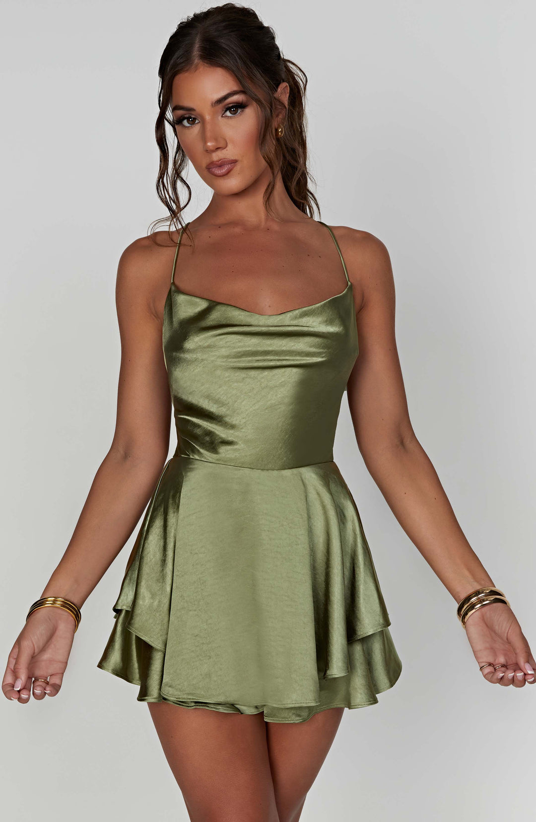 Calliope - Satin Ruffle Romper