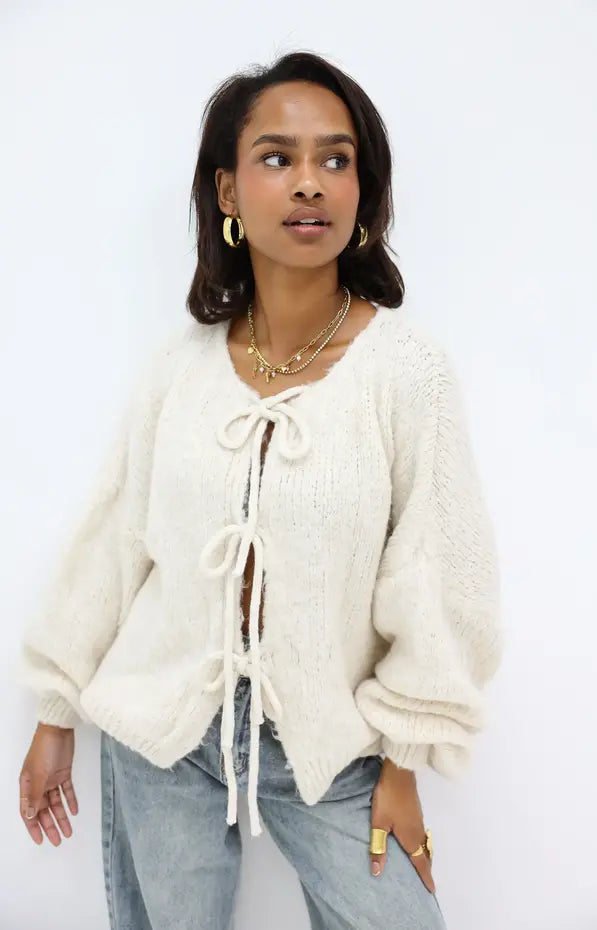 Noelle Soft Tie-Front Knit Cardigan