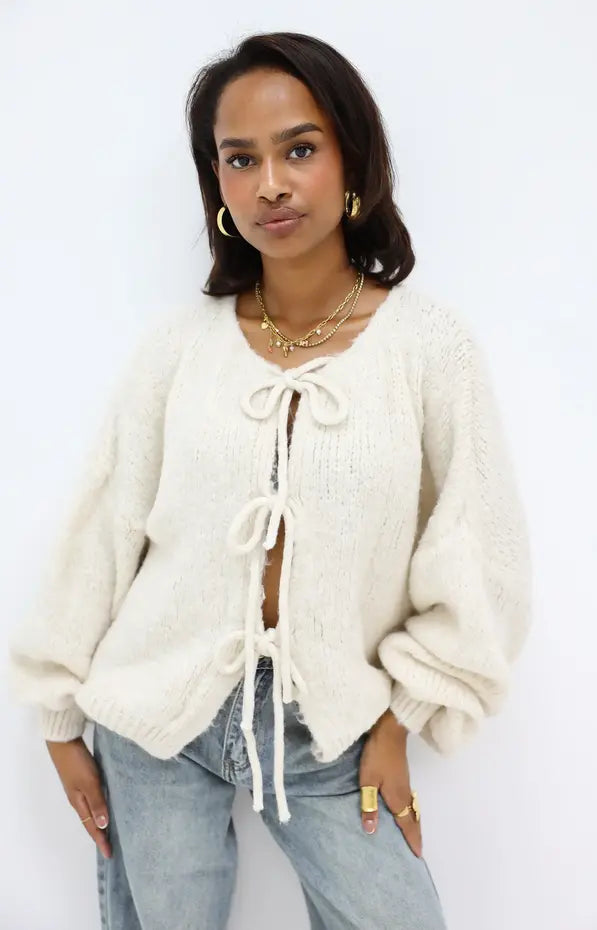 Noelle Soft Tie-Front Knit Cardigan