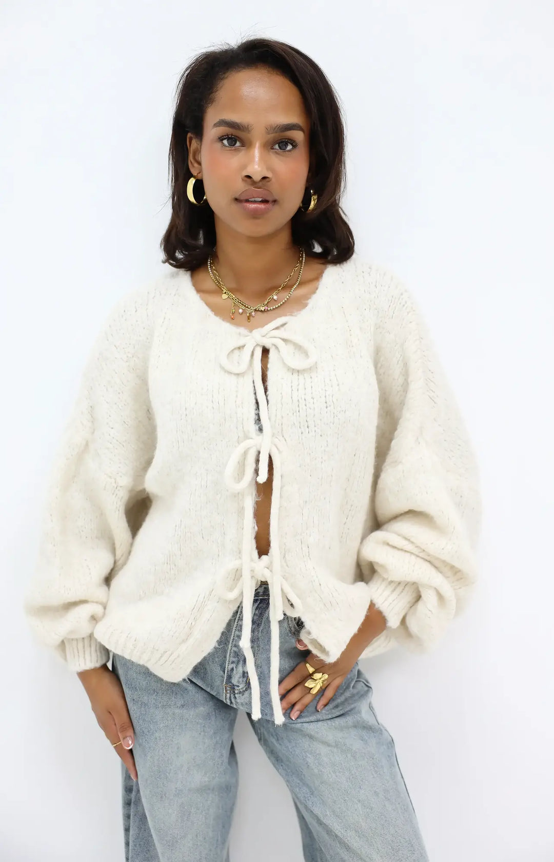 Noelle Soft Tie-Front Knit Cardigan